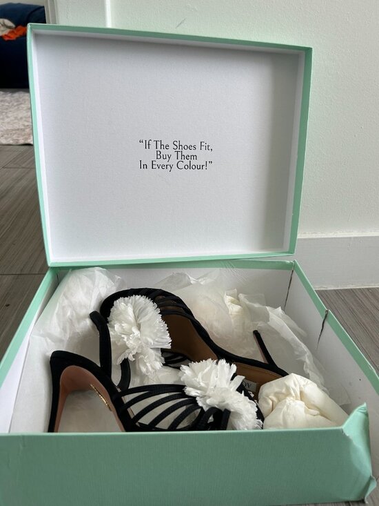 Aquazzura Love Generation 105 Black Satin Flower Sandals Heels main image 1